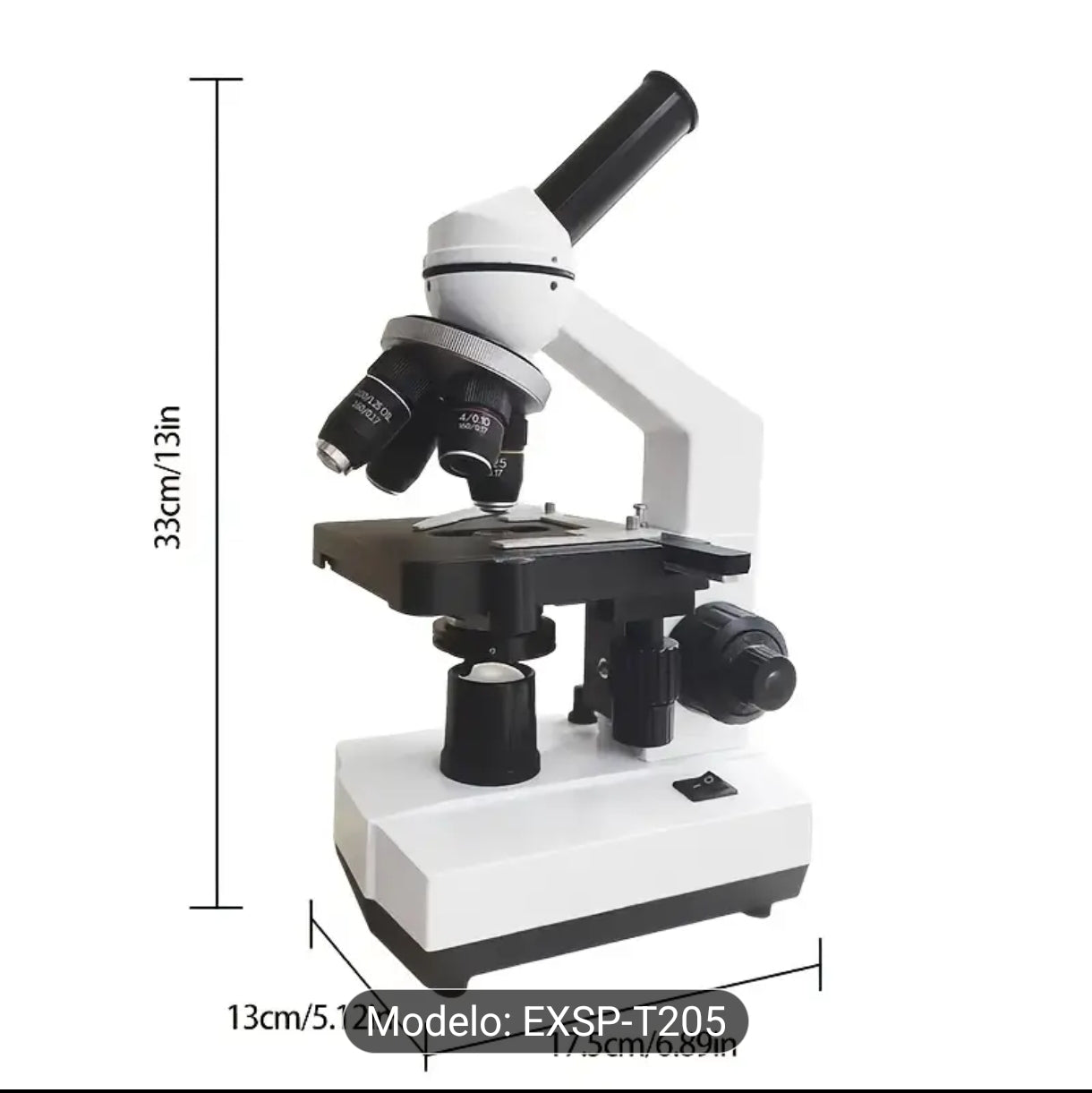 Microscopio de 4 puertos con aumento de 40X-2500X
