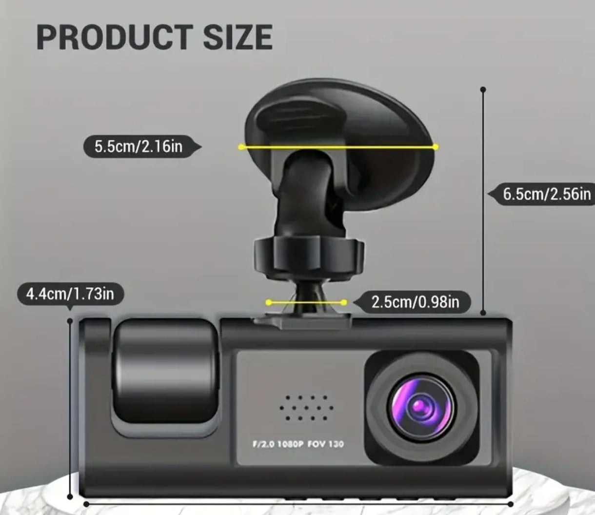 Cámara para automóvil dual para interior y exterior de 1080p