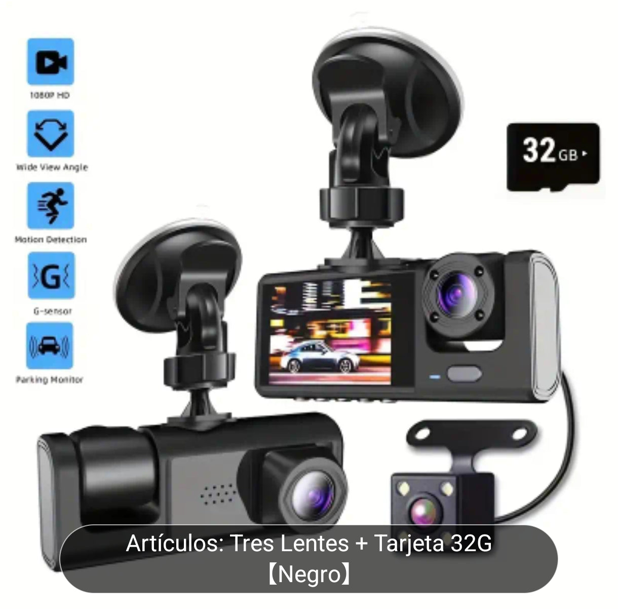 Cámara para automóvil dual para interior y exterior de 1080p