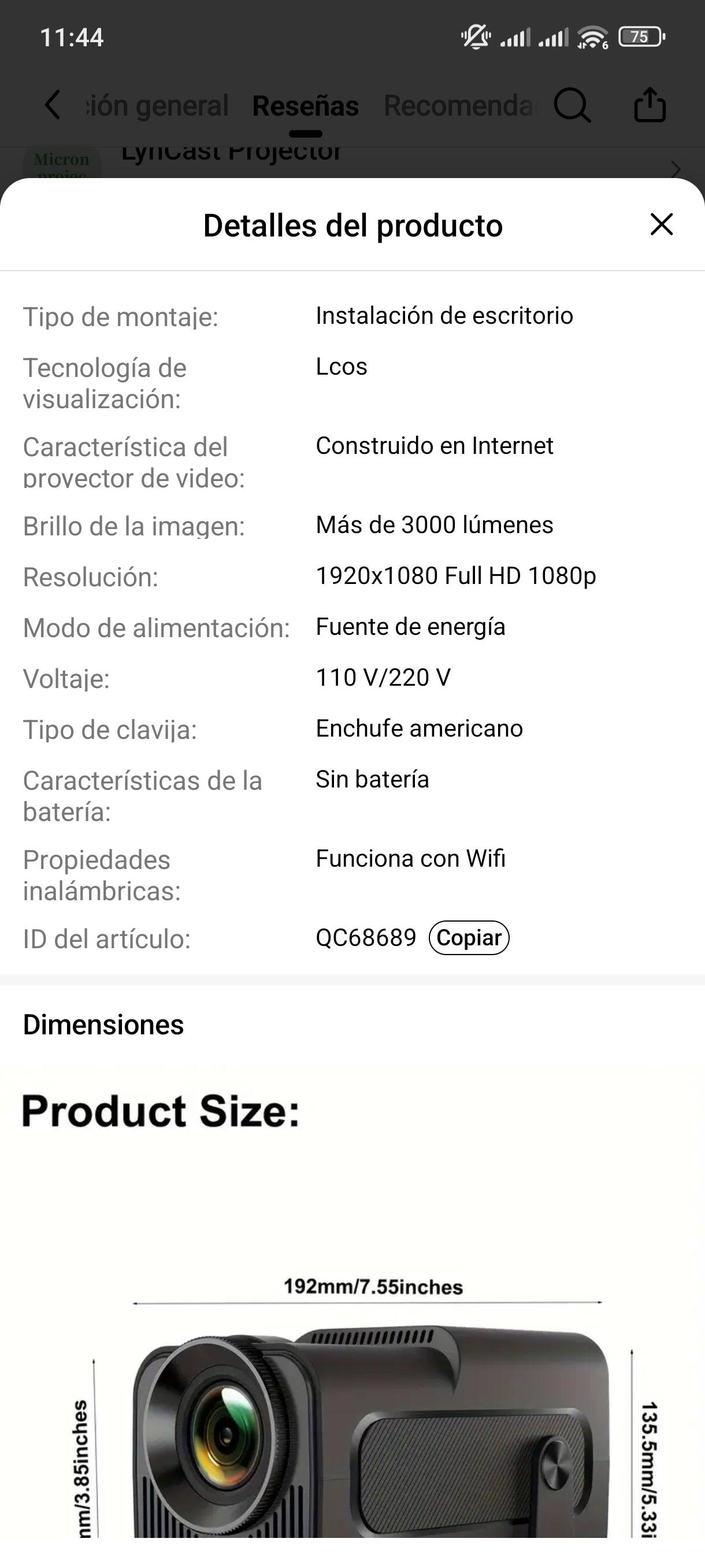 Proyector de video Inteligente HD 1080p